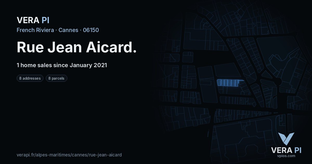 Rue Jean Aicard, Cannes at night – every parcel coloured by the prices around it, the street's own parcels lit