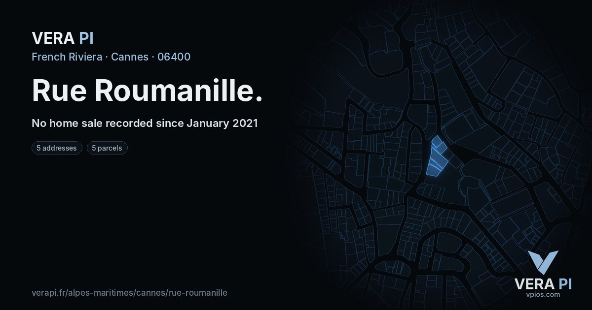 Rue Roumanille, Cannes at night – every parcel coloured by the prices around it, the street's own parcels lit