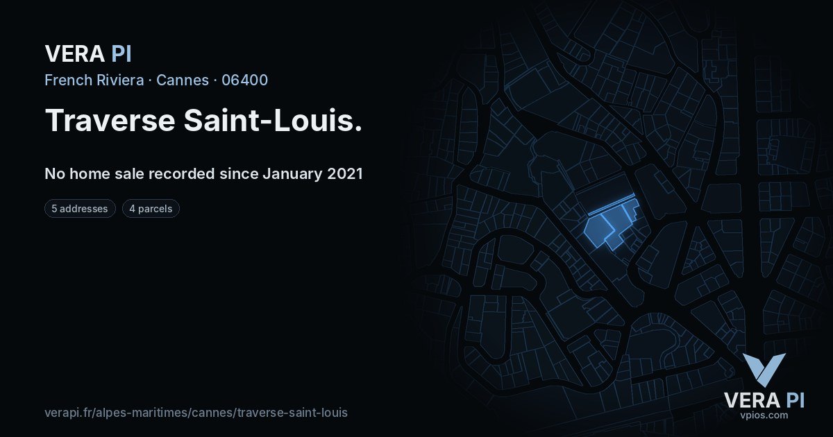 Traverse Saint-Louis, Cannes at night – every parcel coloured by the prices around it, the street's own parcels lit
