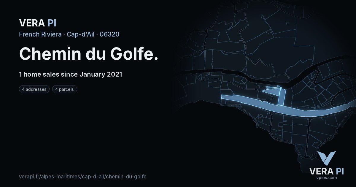 Chemin du Golfe, Cap-d'Ail at night – every parcel coloured by the prices around it, the street's own parcels lit