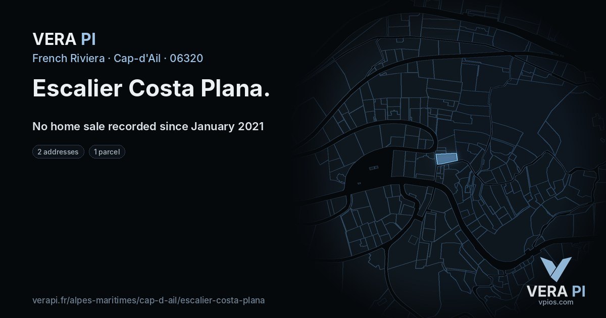 Escalier Costa Plana, Cap-d'Ail at night – every parcel coloured by the prices around it, the street's own parcels lit