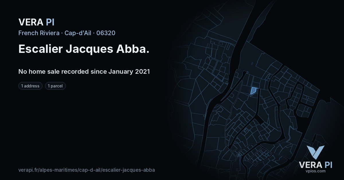 Escalier Jacques Abba, Cap-d'Ail at night – every parcel coloured by the prices around it, the street's own parcels lit