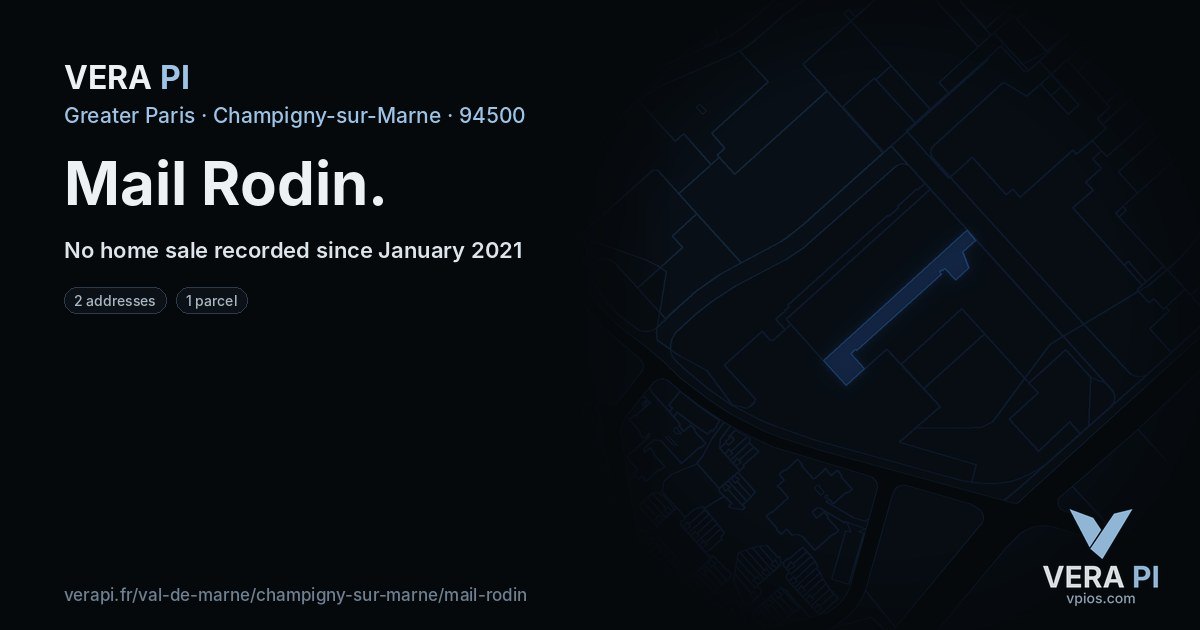 Mail Rodin, Champigny-sur-Marne at night – every parcel coloured by the prices around it, the street's own parcels lit