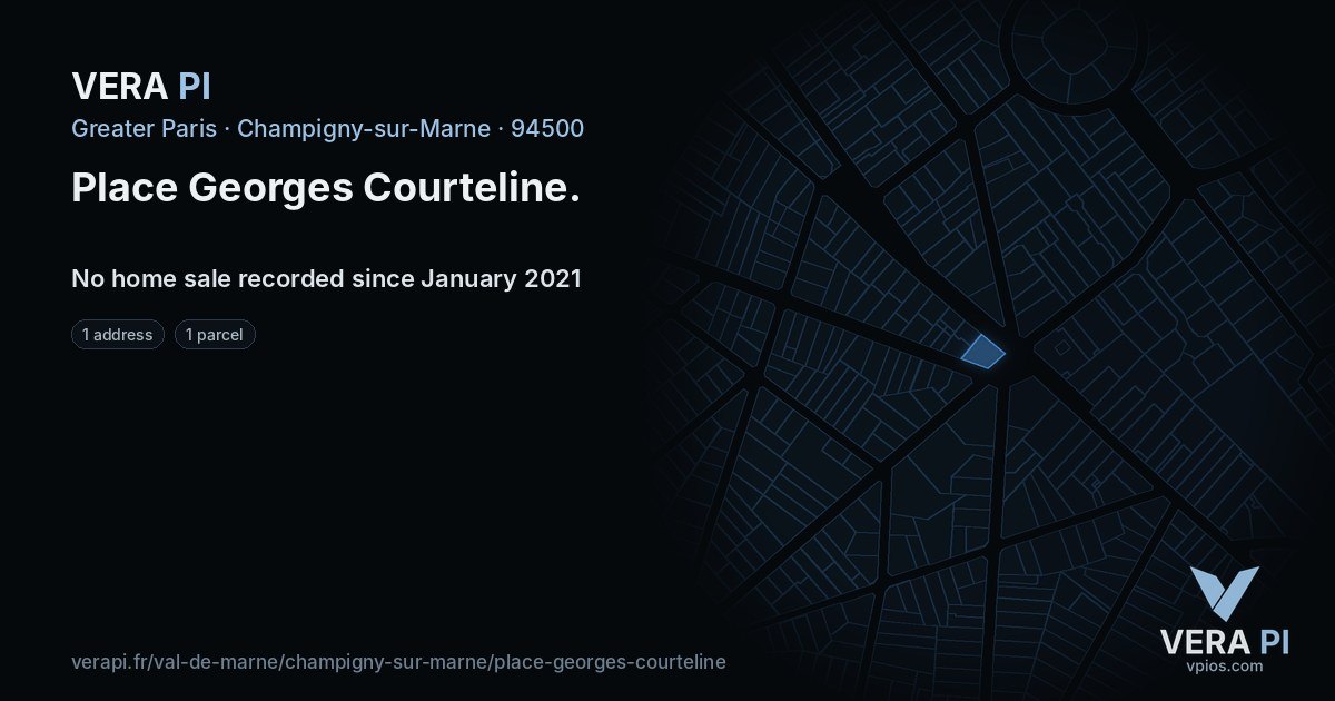 Place Georges Courteline, Champigny-sur-Marne at night – every parcel coloured by the prices around it, the street's own parcels lit