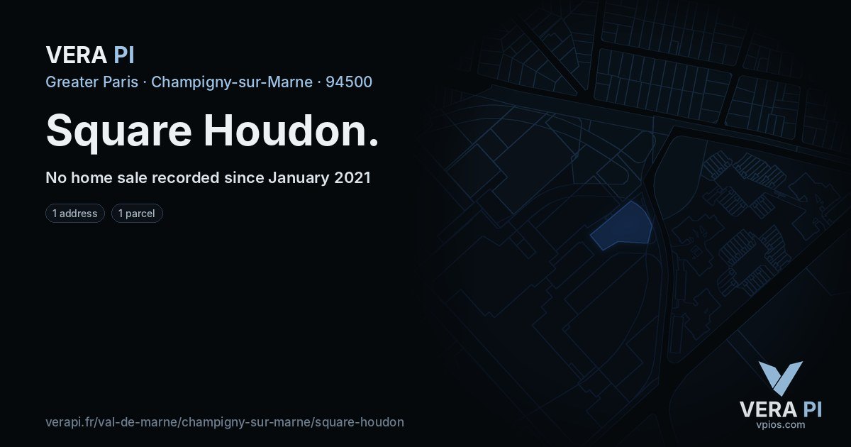 Square Houdon, Champigny-sur-Marne at night – every parcel coloured by the prices around it, the street's own parcels lit