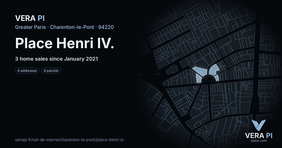 Place Henri IV, Charenton-le-Pont at night – every parcel coloured by the prices around it, the street's own parcels lit