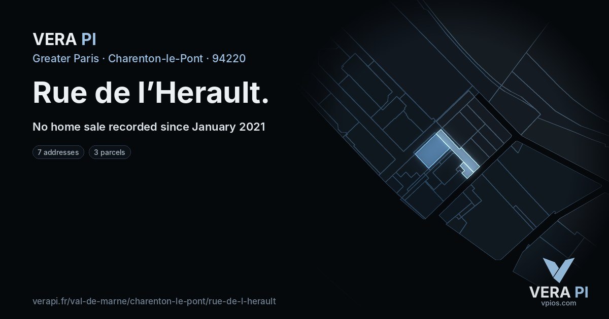 Rue de l’Herault, Charenton-le-Pont at night – every parcel coloured by the prices around it, the street's own parcels lit