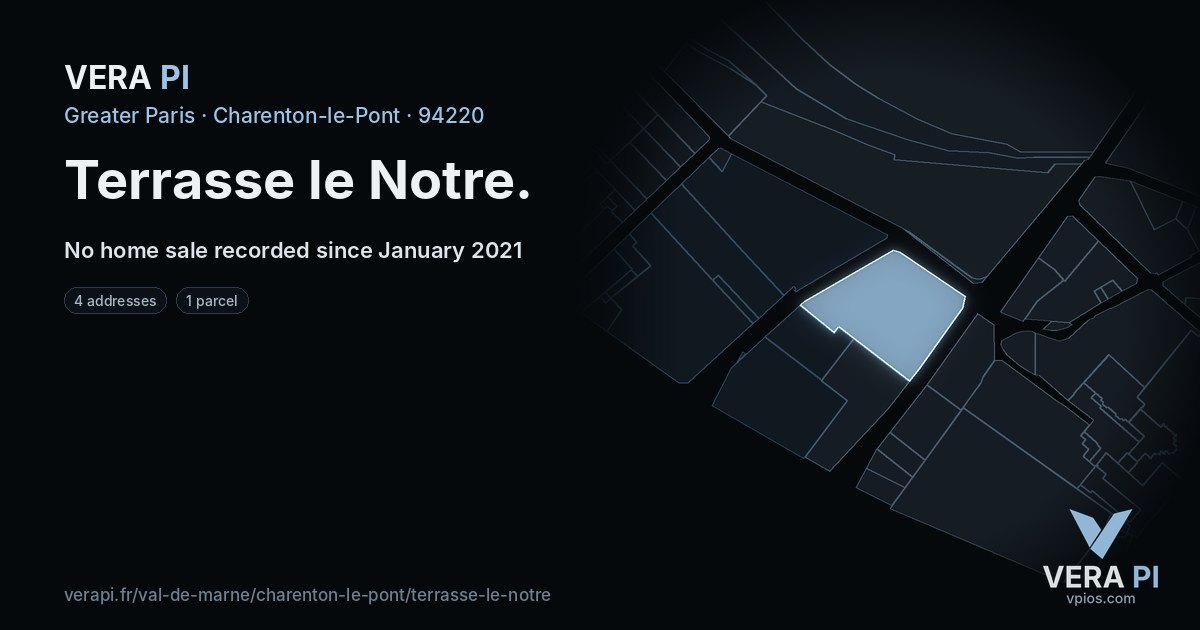 Terrasse le Notre, Charenton-le-Pont at night – every parcel coloured by the prices around it, the street's own parcels lit