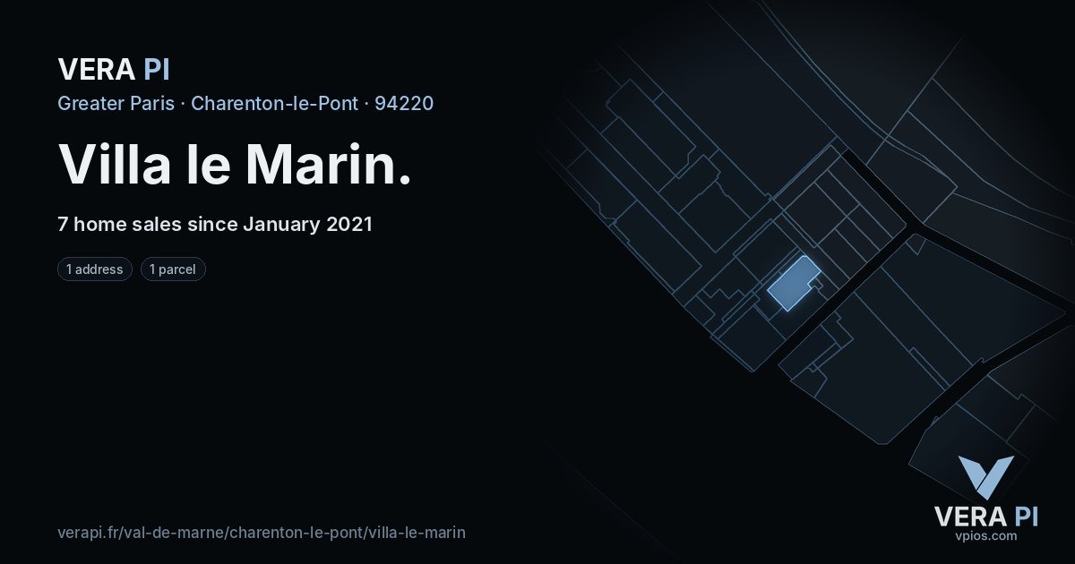 Villa le Marin, Charenton-le-Pont at night – every parcel coloured by the prices around it, the street's own parcels lit