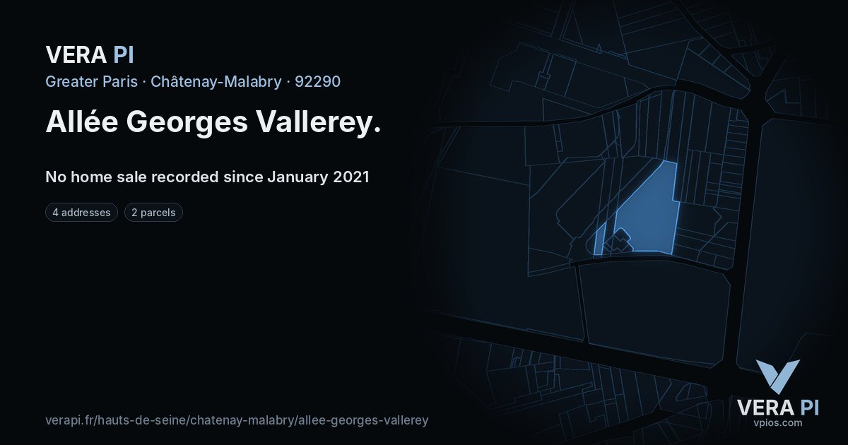 Allée Georges Vallerey, Châtenay-Malabry at night – every parcel coloured by the prices around it, the street's own parcels lit