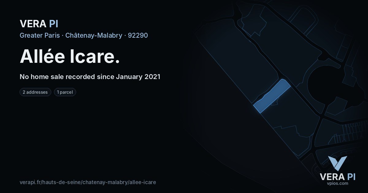 Allée Icare, Châtenay-Malabry at night – every parcel coloured by the prices around it, the street's own parcels lit