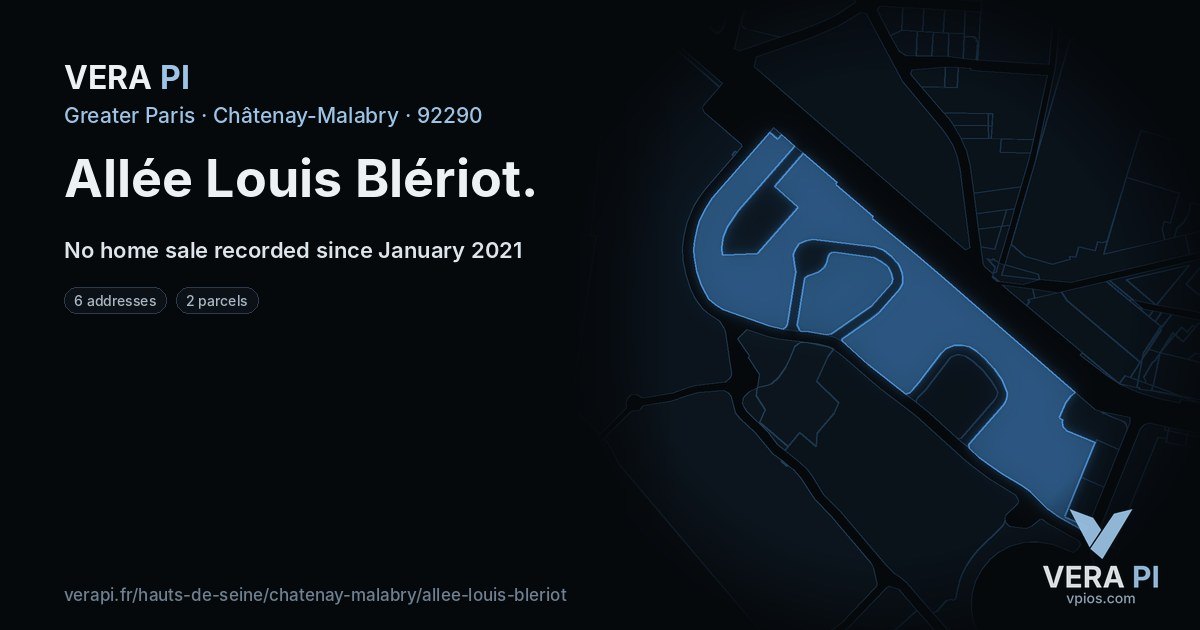 Allée Louis Blériot, Châtenay-Malabry at night – every parcel coloured by the prices around it, the street's own parcels lit