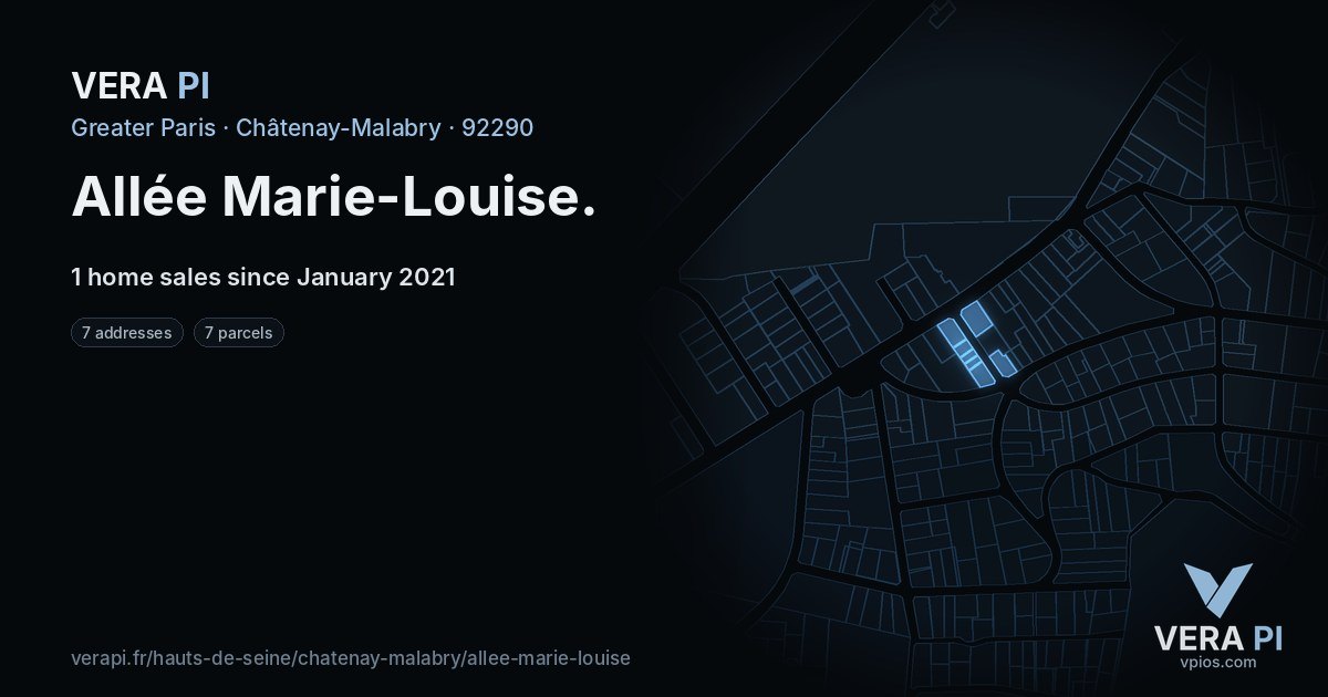 Allée Marie-Louise, Châtenay-Malabry at night – every parcel coloured by the prices around it, the street's own parcels lit