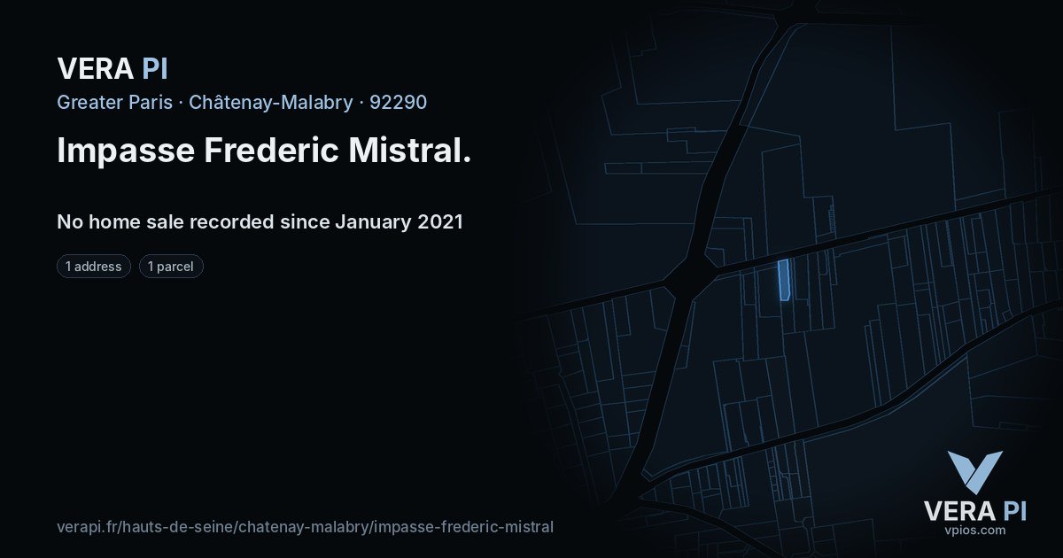 Impasse Frederic Mistral, Châtenay-Malabry at night – every parcel coloured by the prices around it, the street's own parcels lit