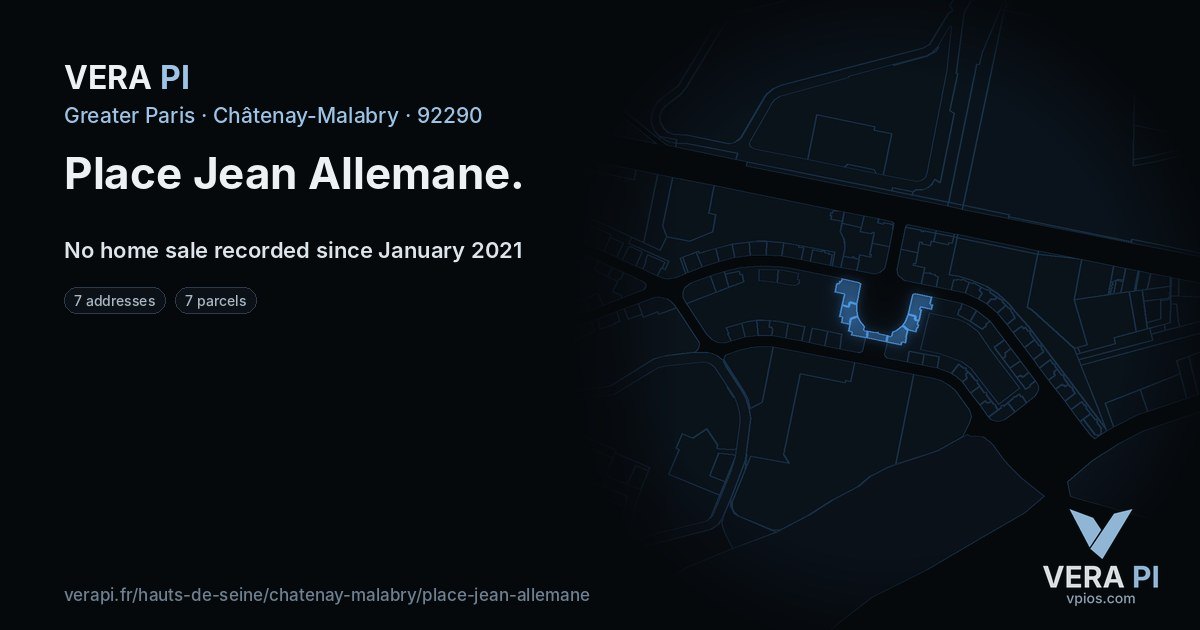Place Jean Allemane, Châtenay-Malabry at night – every parcel coloured by the prices around it, the street's own parcels lit