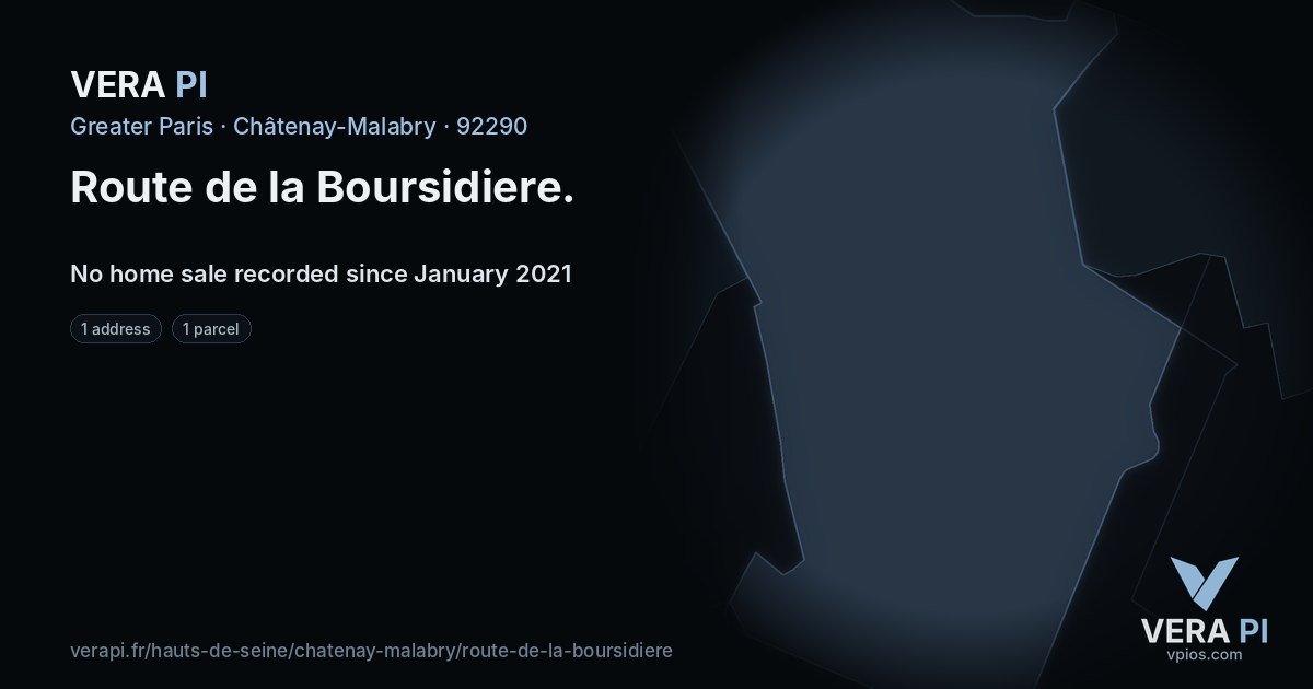 Route de la Boursidiere, Châtenay-Malabry at night – every parcel coloured by the prices around it, the street's own parcels lit