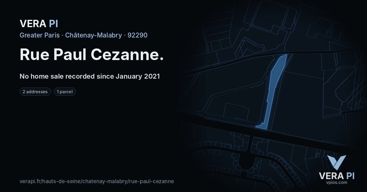 Rue Paul Cezanne, Châtenay-Malabry at night – every parcel coloured by the prices around it, the street's own parcels lit