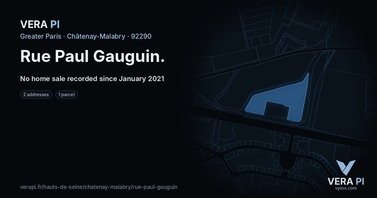 Rue Paul Gauguin, Châtenay-Malabry at night – every parcel coloured by the prices around it, the street's own parcels lit