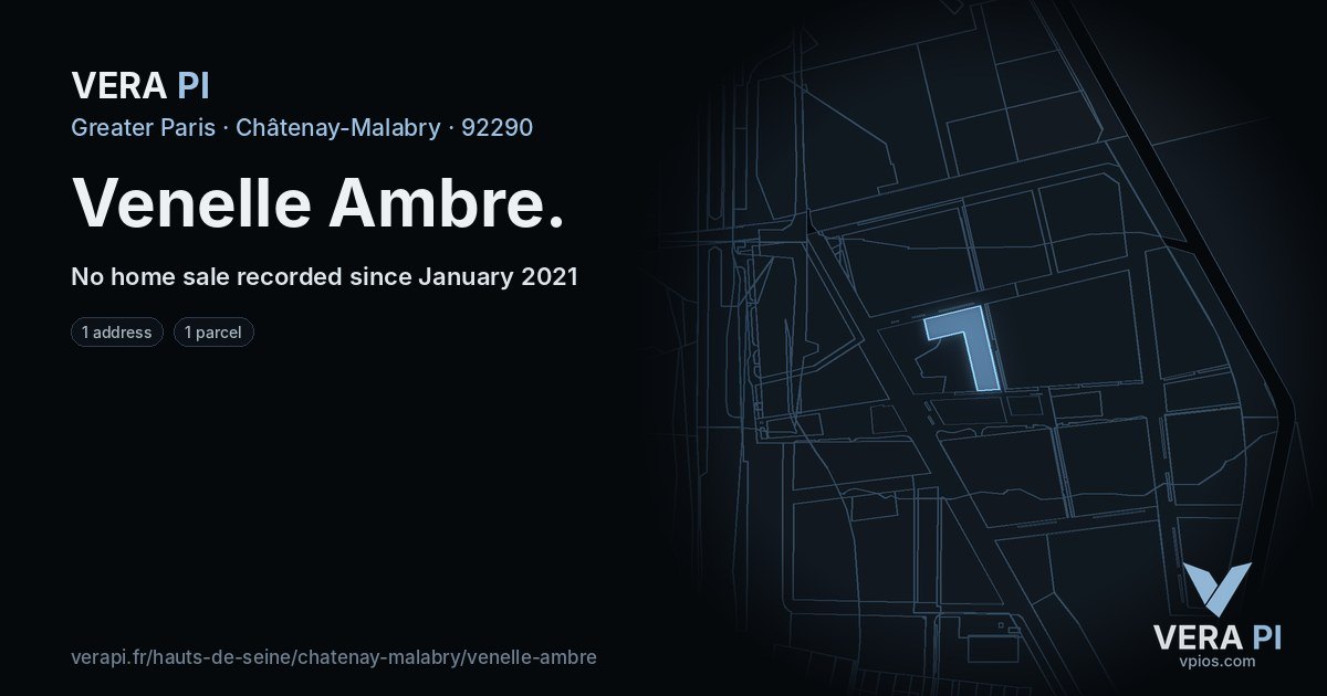 Venelle Ambre, Châtenay-Malabry at night – every parcel coloured by the prices around it, the street's own parcels lit
