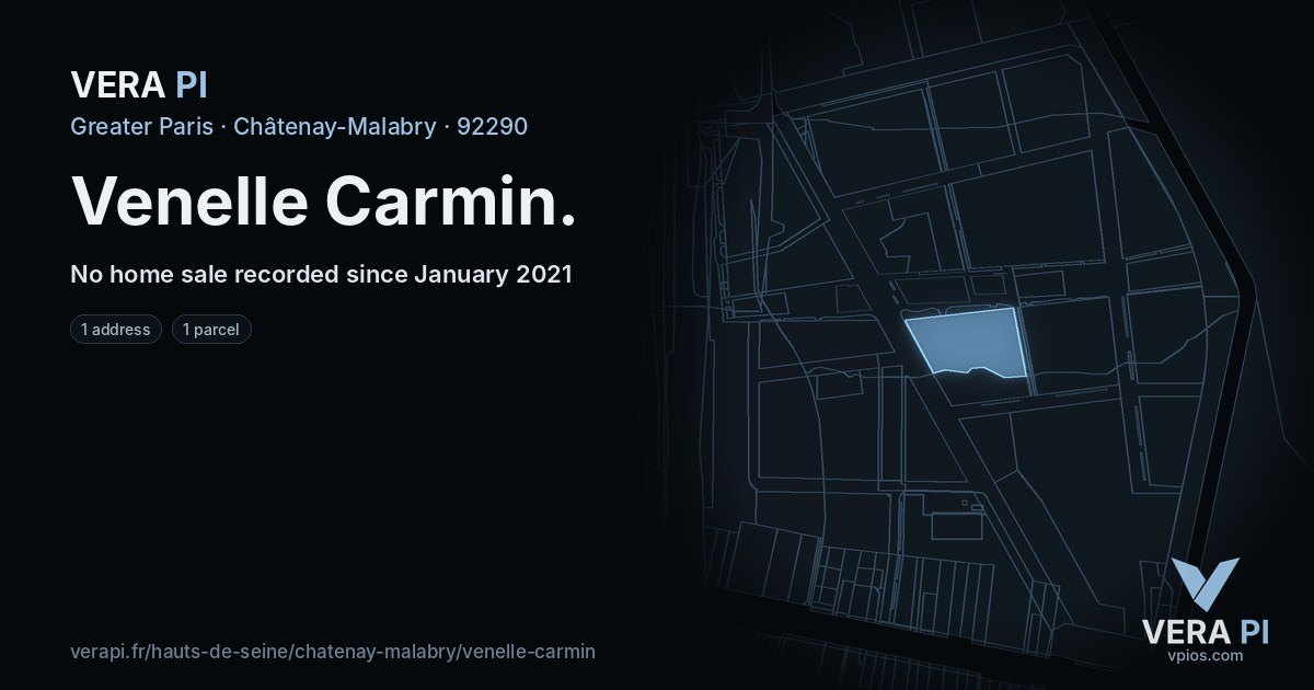Venelle Carmin, Châtenay-Malabry at night – every parcel coloured by the prices around it, the street's own parcels lit