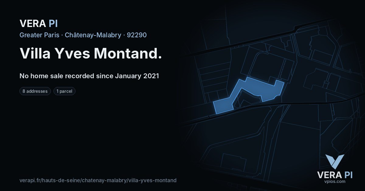 Villa Yves Montand, Châtenay-Malabry at night – every parcel coloured by the prices around it, the street's own parcels lit