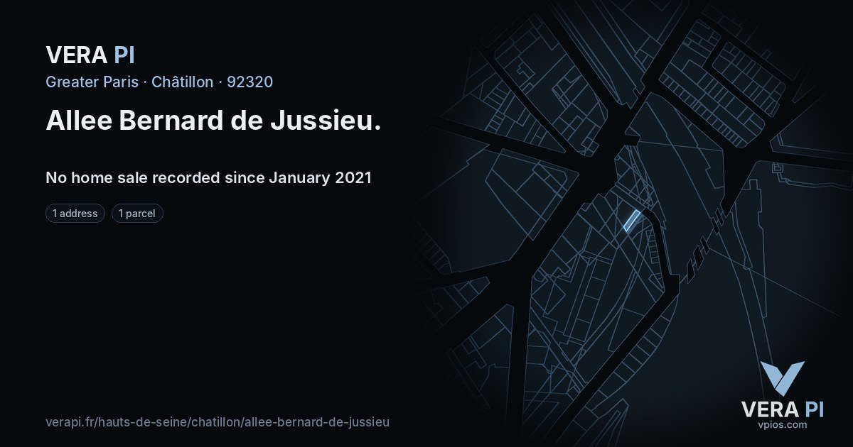 Allee Bernard de Jussieu, Châtillon at night – every parcel coloured by the prices around it, the street's own parcels lit