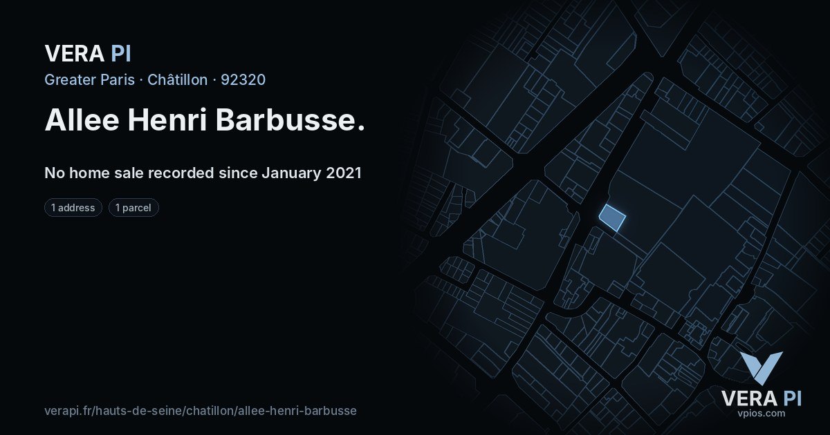 Allee Henri Barbusse, Châtillon at night – every parcel coloured by the prices around it, the street's own parcels lit