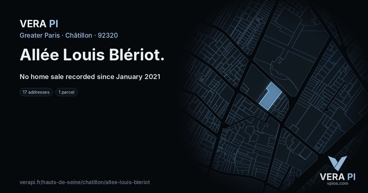 Allée Louis Blériot, Châtillon at night – every parcel coloured by the prices around it, the street's own parcels lit