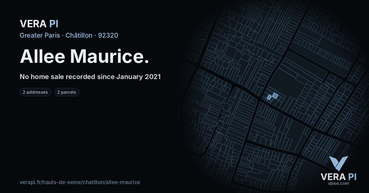 Allee Maurice, Châtillon at night – every parcel coloured by the prices around it, the street's own parcels lit
