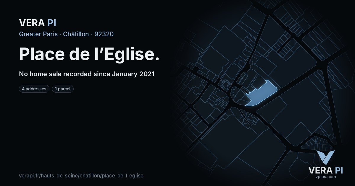 Place de l’Eglise, Châtillon at night – every parcel coloured by the prices around it, the street's own parcels lit
