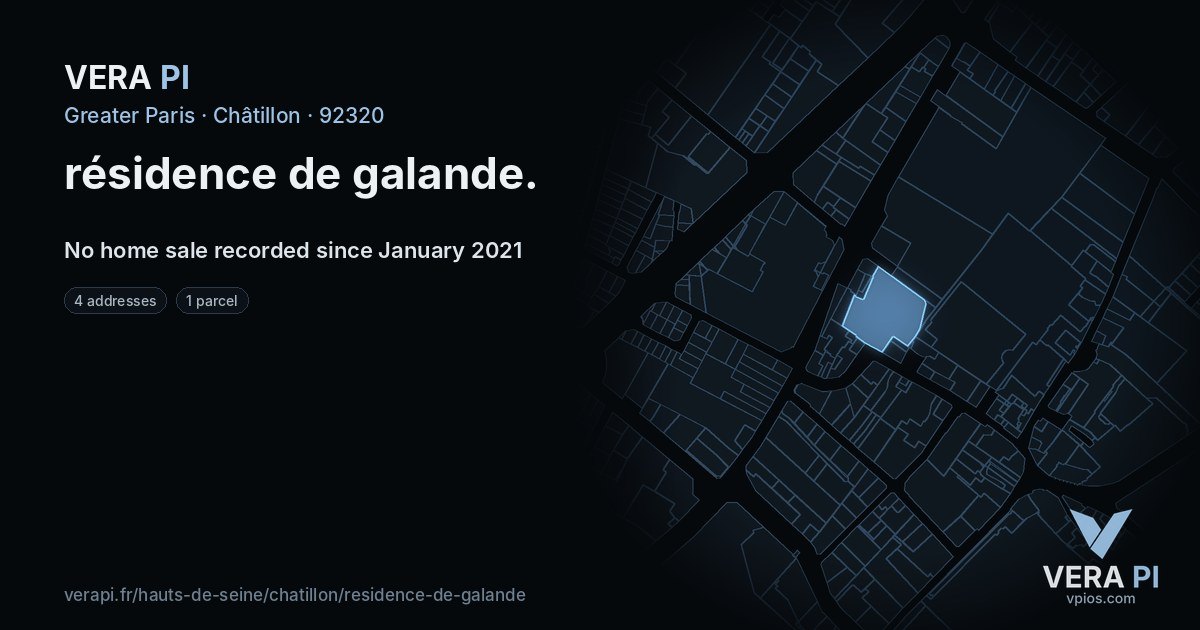 résidence de galande, Châtillon at night – every parcel coloured by the prices around it, the street's own parcels lit