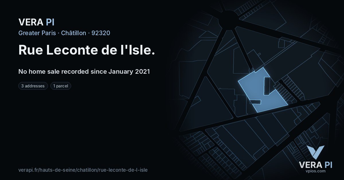 Rue Leconte de l'Isle, Châtillon at night – every parcel coloured by the prices around it, the street's own parcels lit