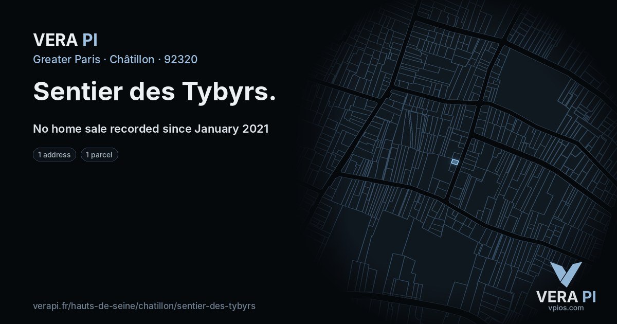 Sentier des Tybyrs, Châtillon at night – every parcel coloured by the prices around it, the street's own parcels lit