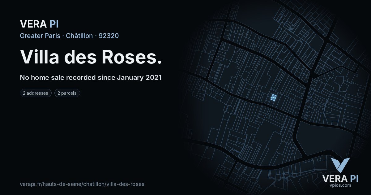 Villa des Roses, Châtillon at night – every parcel coloured by the prices around it, the street's own parcels lit
