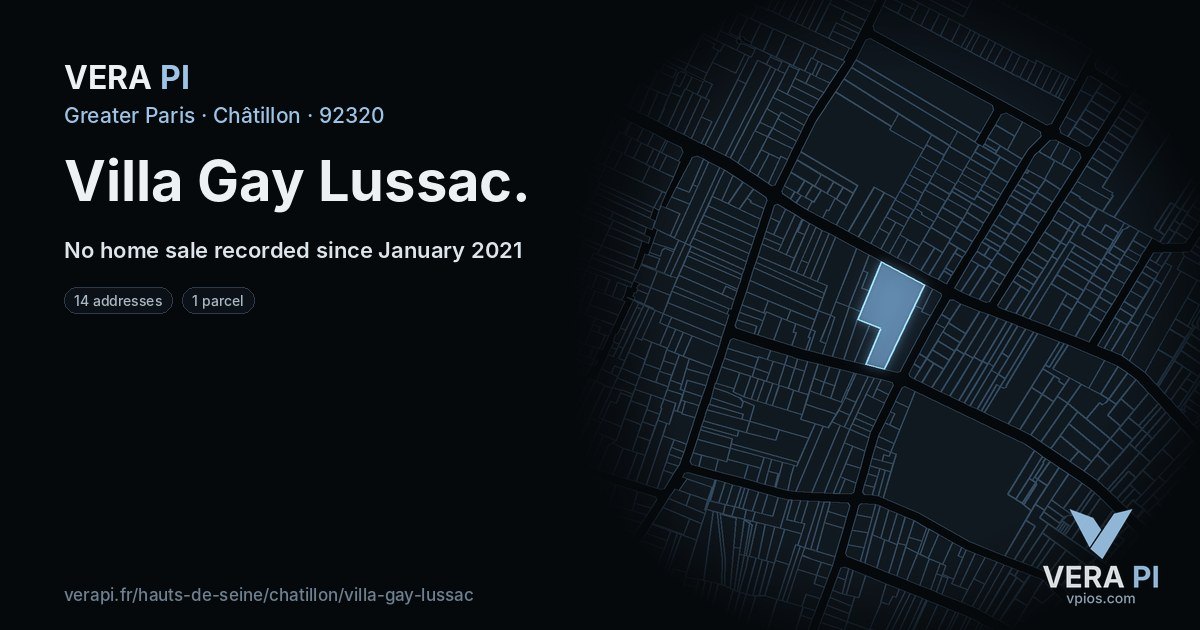 Villa Gay Lussac, Châtillon at night – every parcel coloured by the prices around it, the street's own parcels lit