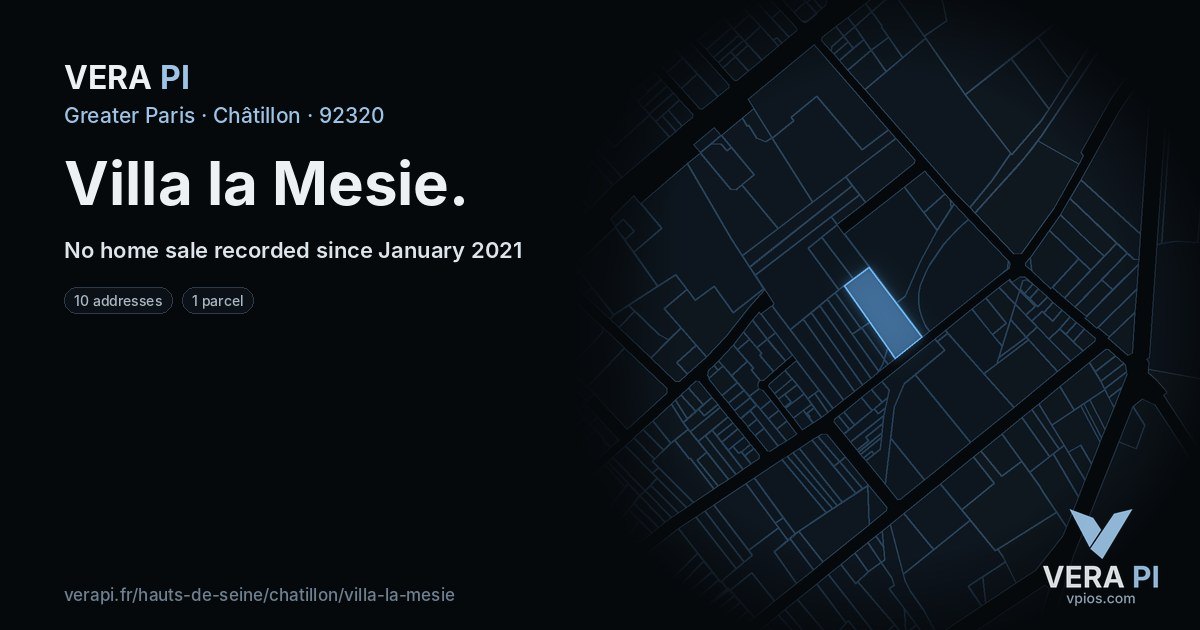 Villa la Mesie, Châtillon at night – every parcel coloured by the prices around it, the street's own parcels lit