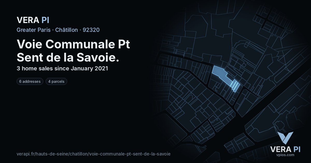 Voie Communale Pt Sent de la Savoie, Châtillon at night – every parcel coloured by the prices around it, the street's own parcels lit