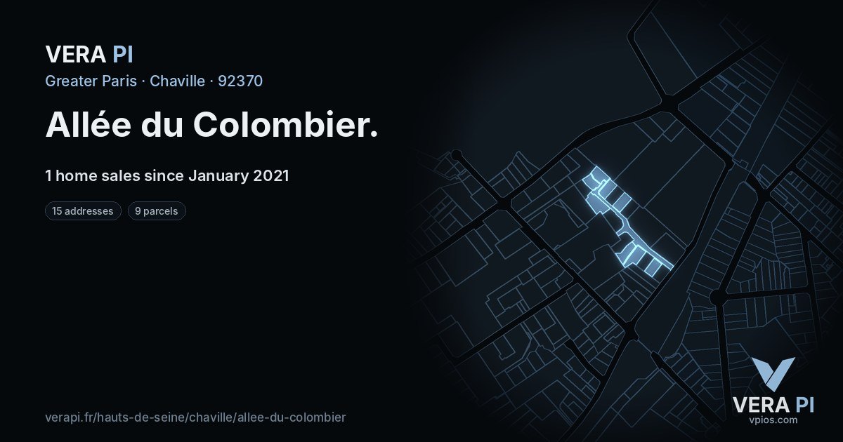 Allée du Colombier, Chaville at night – every parcel coloured by the prices around it, the street's own parcels lit