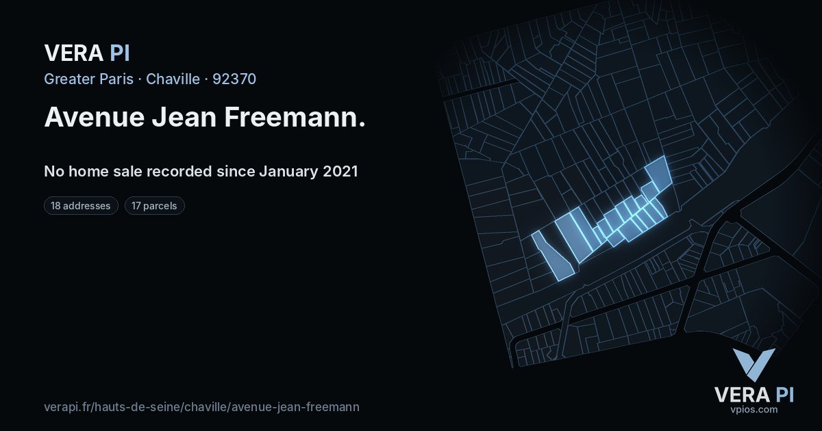Avenue Jean Freemann, Chaville at night – every parcel coloured by the prices around it, the street's own parcels lit