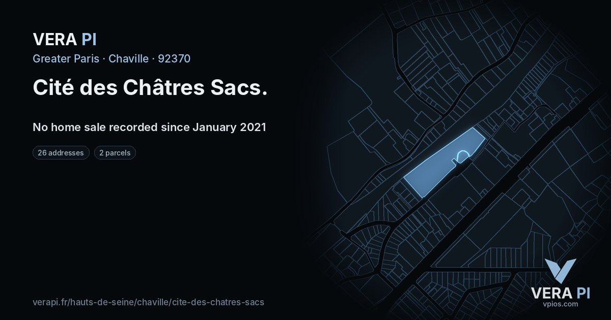 Cité des Châtres Sacs, Chaville at night – every parcel coloured by the prices around it, the street's own parcels lit