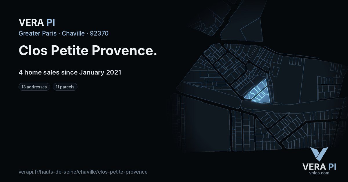 Clos Petite Provence, Chaville at night – every parcel coloured by the prices around it, the street's own parcels lit