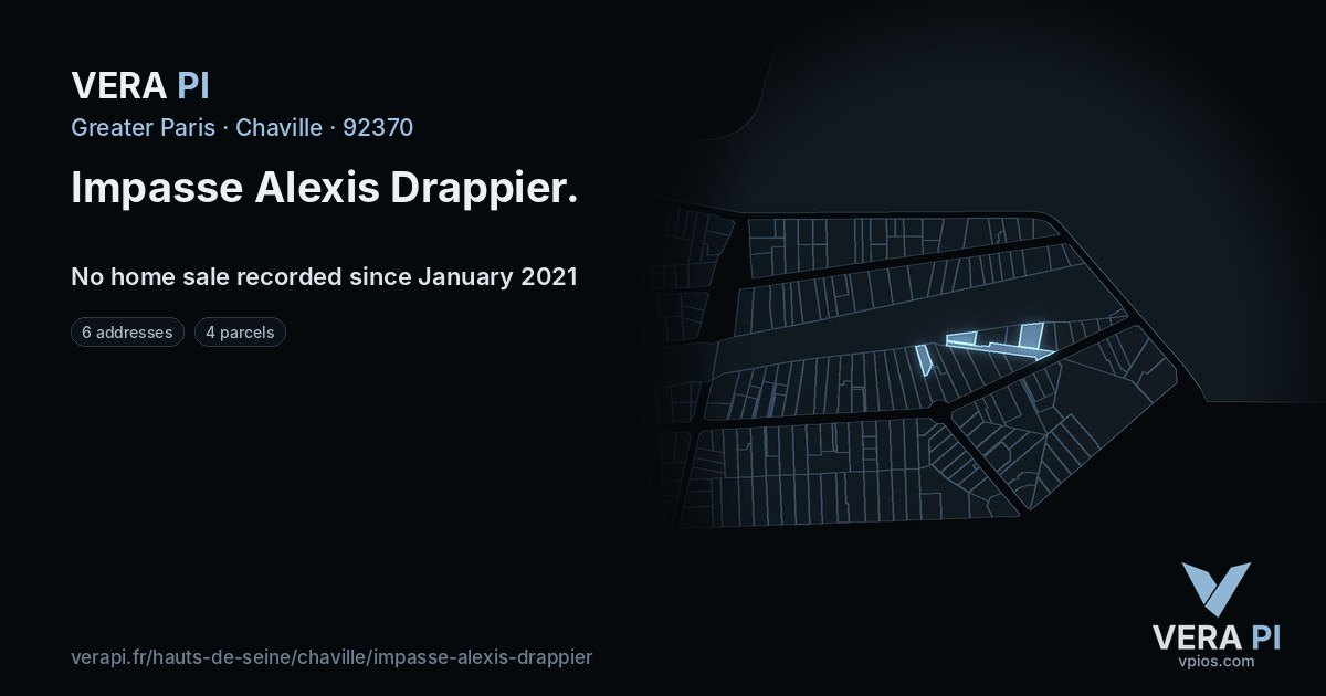 Impasse Alexis Drappier, Chaville at night – every parcel coloured by the prices around it, the street's own parcels lit