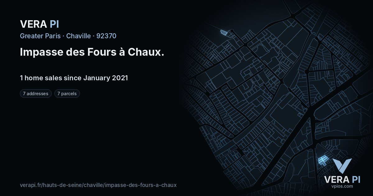 Impasse des Fours à Chaux, Chaville at night – every parcel coloured by the prices around it, the street's own parcels lit