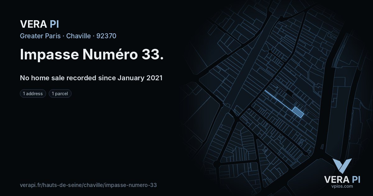 Impasse Numéro 33, Chaville at night – every parcel coloured by the prices around it, the street's own parcels lit
