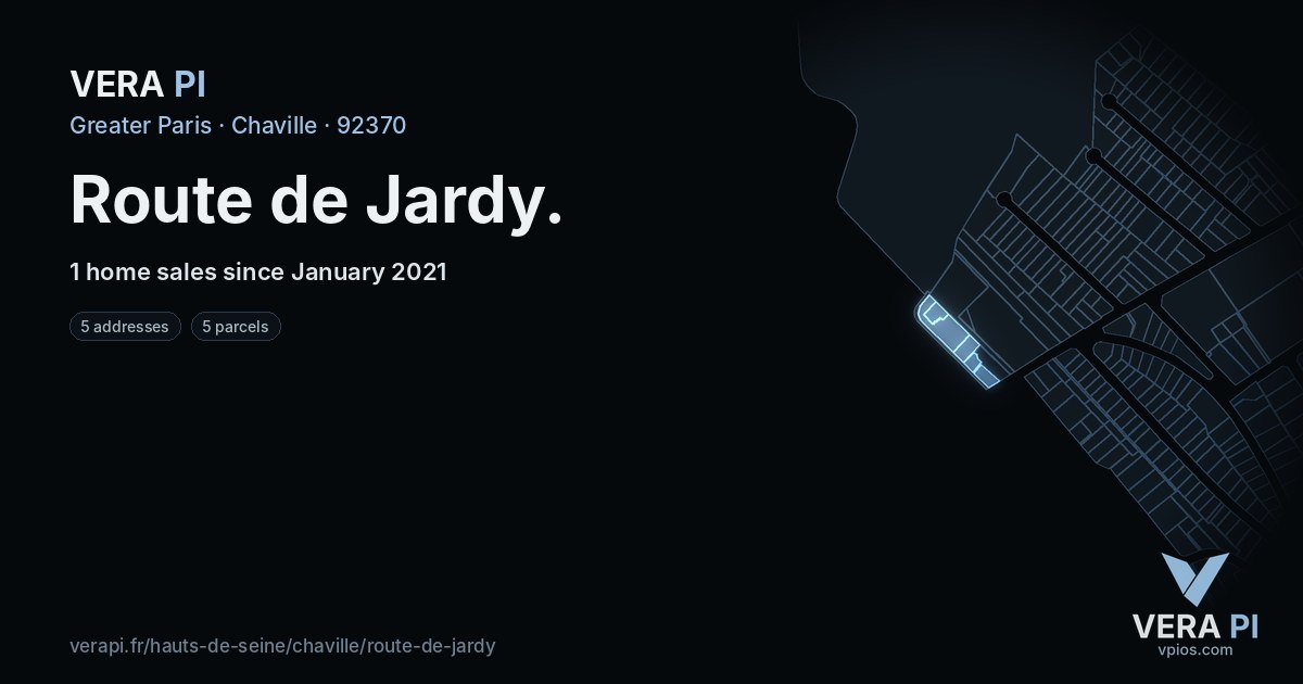 Route de Jardy, Chaville at night – every parcel coloured by the prices around it, the street's own parcels lit