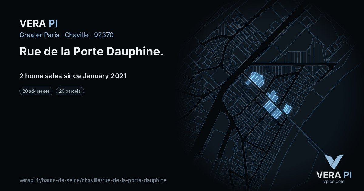 Rue de la Porte Dauphine, Chaville at night – every parcel coloured by the prices around it, the street's own parcels lit