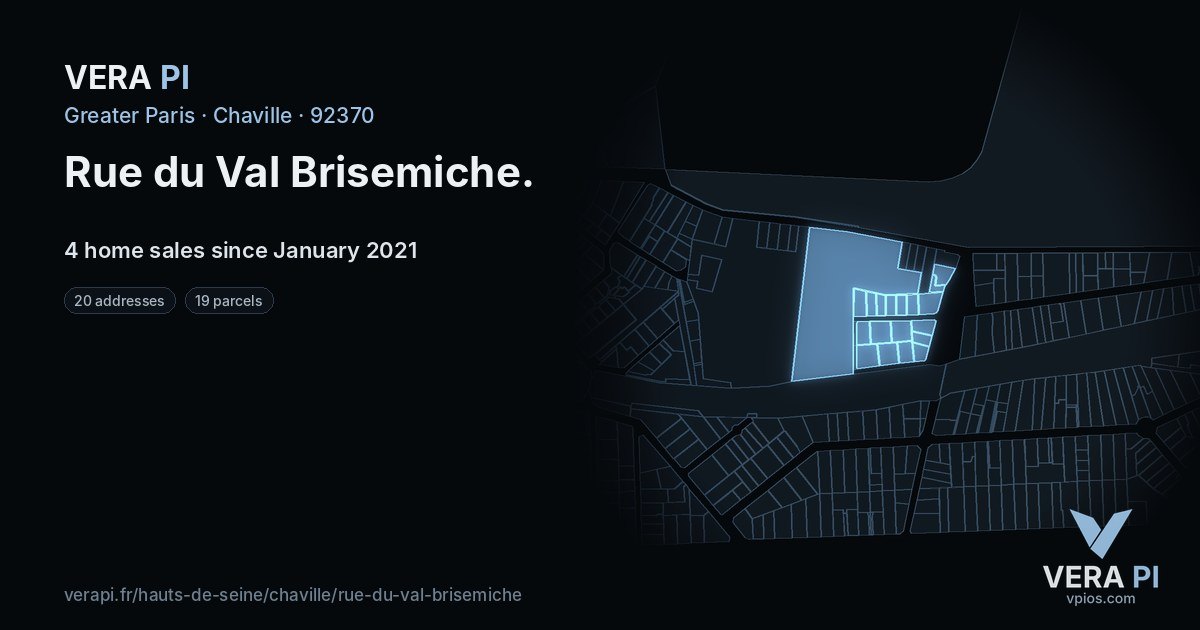 Rue du Val Brisemiche, Chaville at night – every parcel coloured by the prices around it, the street's own parcels lit