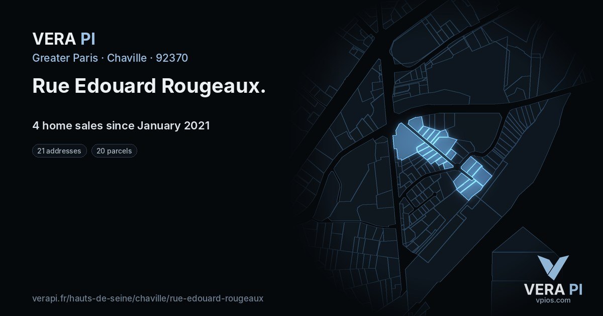Rue Edouard Rougeaux, Chaville at night – every parcel coloured by the prices around it, the street's own parcels lit
