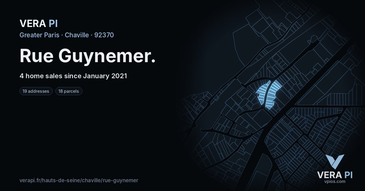Rue Guynemer, Chaville at night – every parcel coloured by the prices around it, the street's own parcels lit