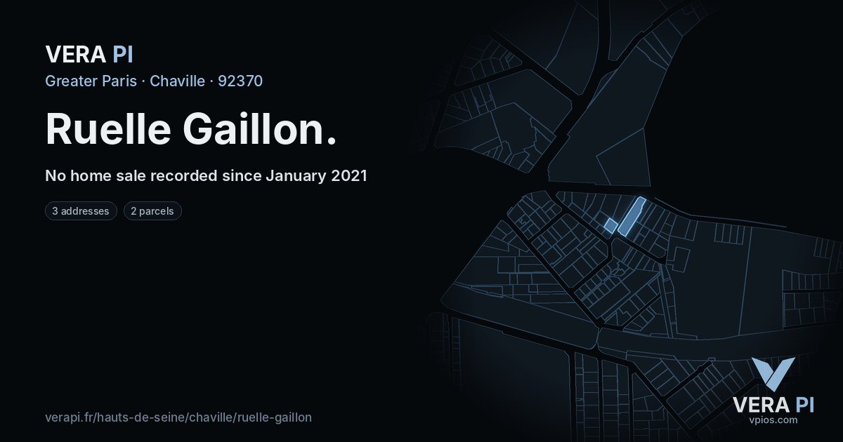 Ruelle Gaillon, Chaville at night – every parcel coloured by the prices around it, the street's own parcels lit